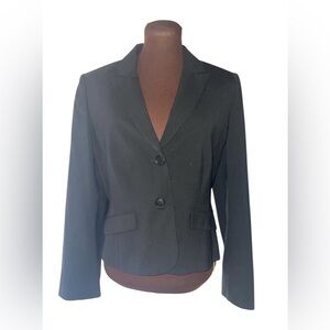 ANN TAYLOR LOFT PETITE Black Two Button Front Suit Blazer Jacket Size 10 Petite
